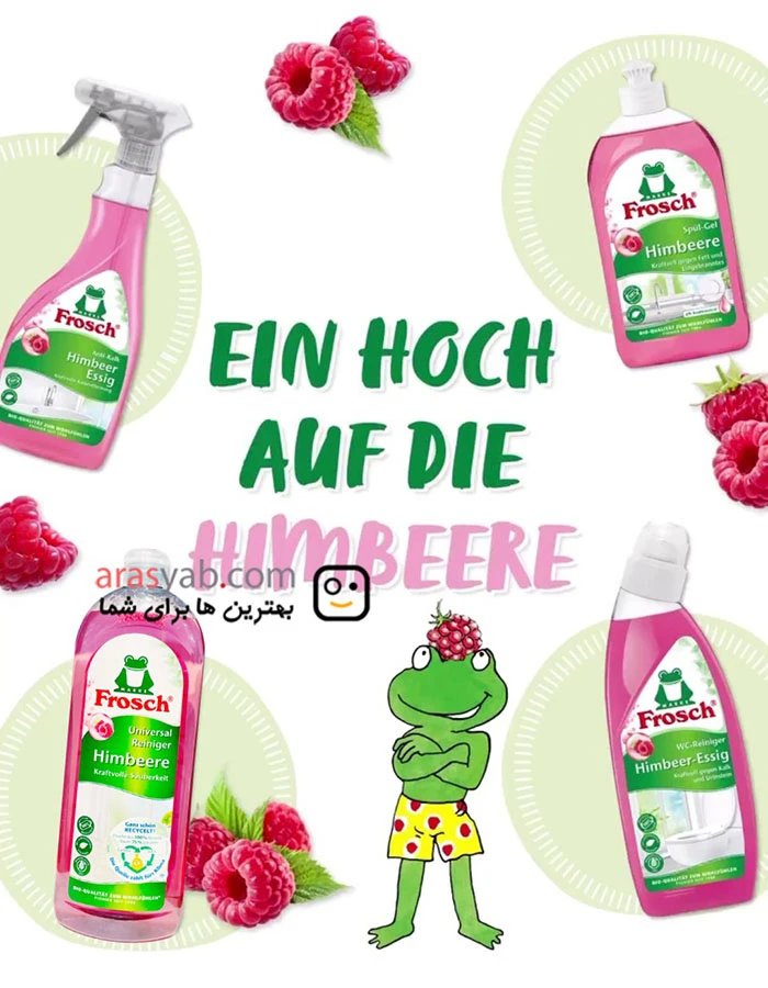پاک کننده چند منظوره فروش frosch مناسب برای تمام سطوح منزل با رایحه تمشک حجم 750 میل