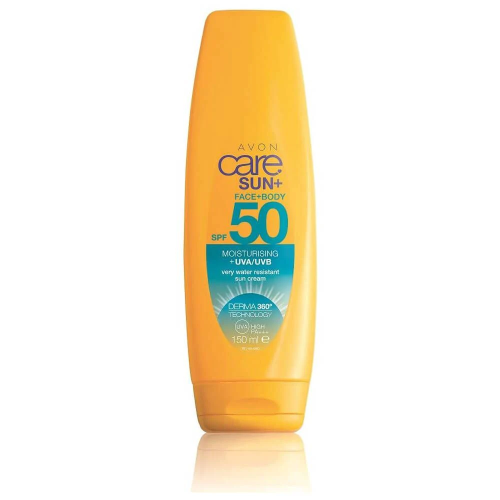 کرم ضد آفتاب و مرطوب کننده صورت و بدن آون Avon ‌مدل +Care Sun با spf 50 حجم 150میلی