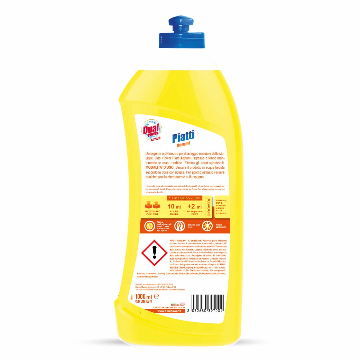 مایع ظرفشویی دوال پاور مدل Piatti با رایحه مرکبات حجم 1 لیتر