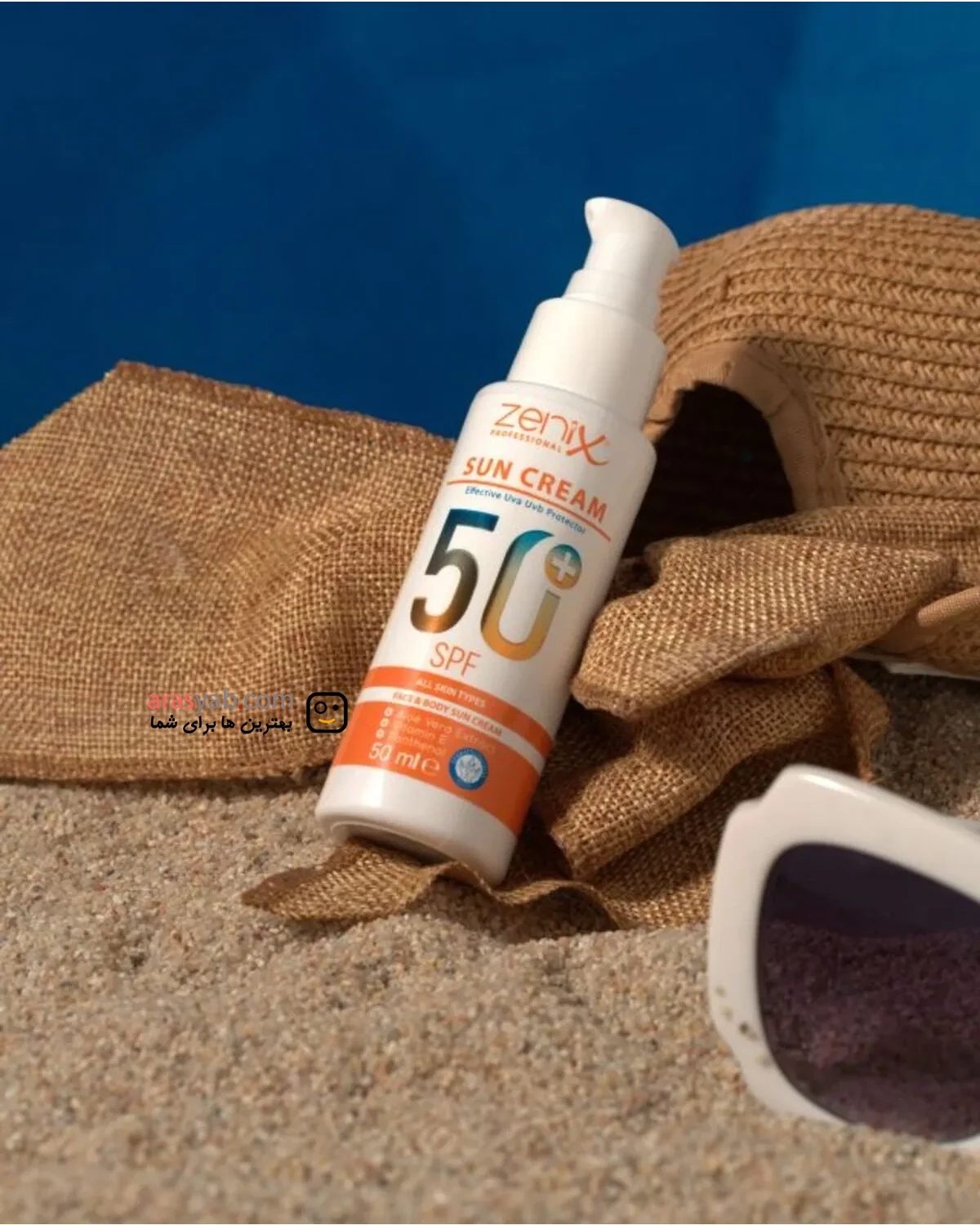 ضد آفتاب پمپی زنیکس Zenix با اس پی اف Spf 50 برای صورت و بدن حجم 50 میل