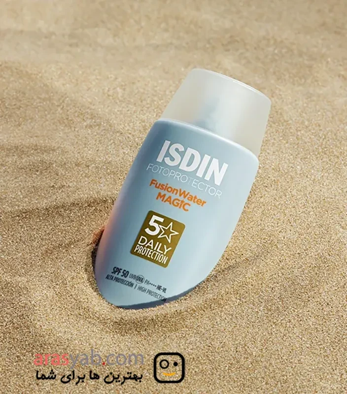ضد آفتاب فیوژن واتر مجیک ایزدن ISDIN بی رنگ با spf50 حجم 50 میل
