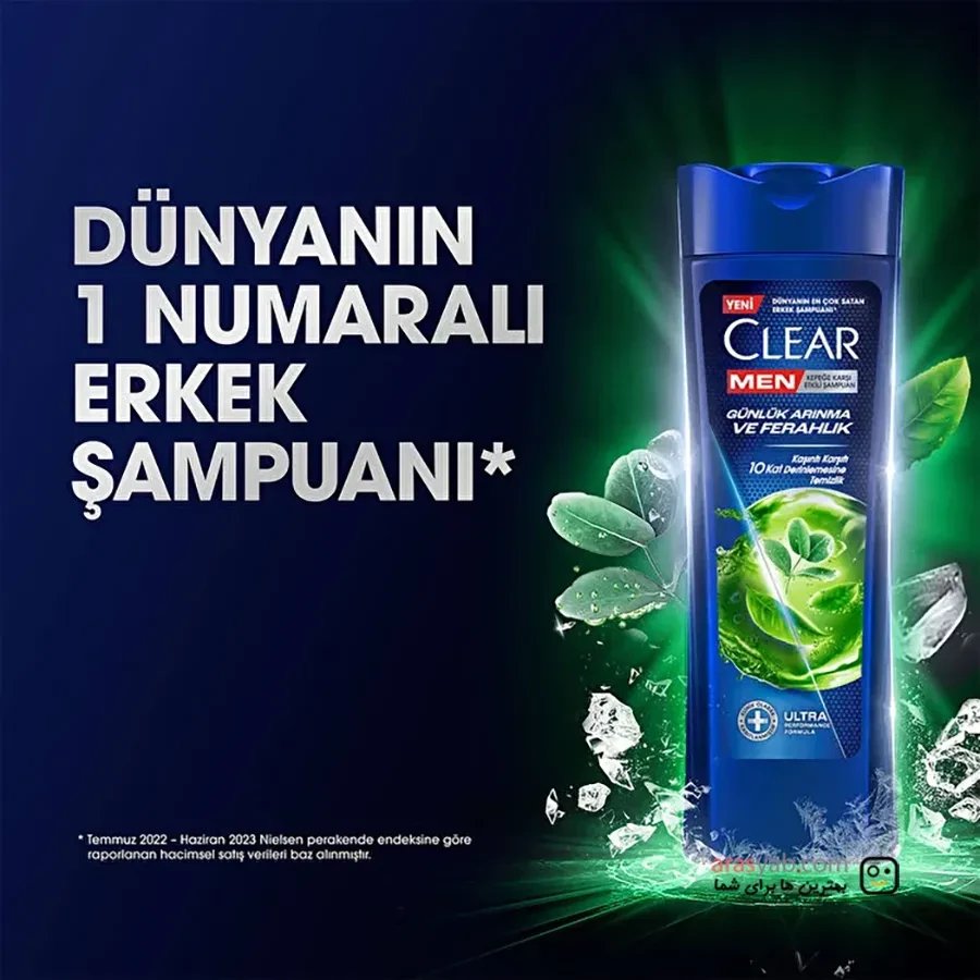 شامپو ضدشوره مردانه اکالیپتوس کلیر CLEAR مدل Günlük Arınma ve Ferahlık حجم 350 میل