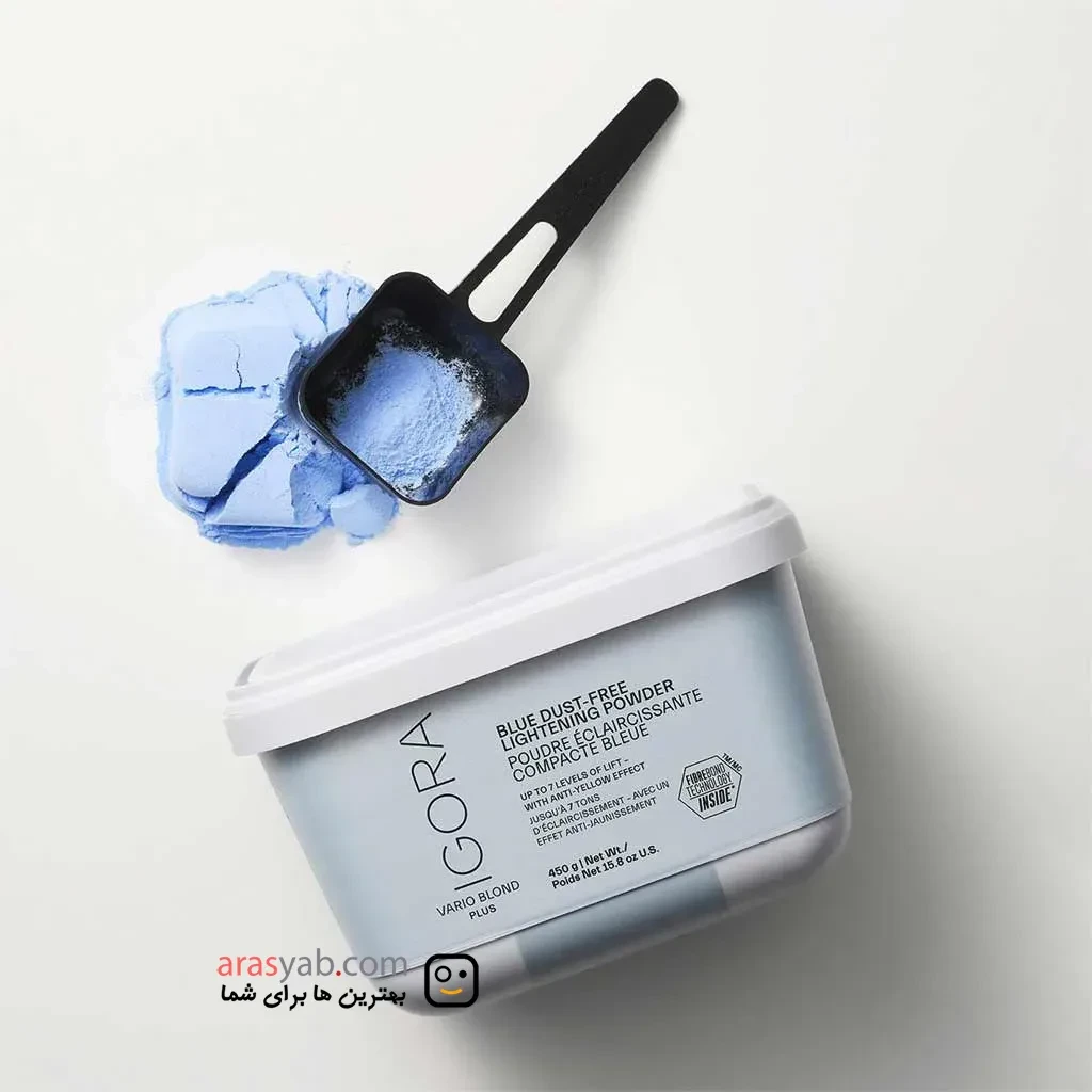 پودر دکلره آبی ایگورا اصل آلمان مدل Vario Blond Plus حاوی پلکس حجم 450 گرم