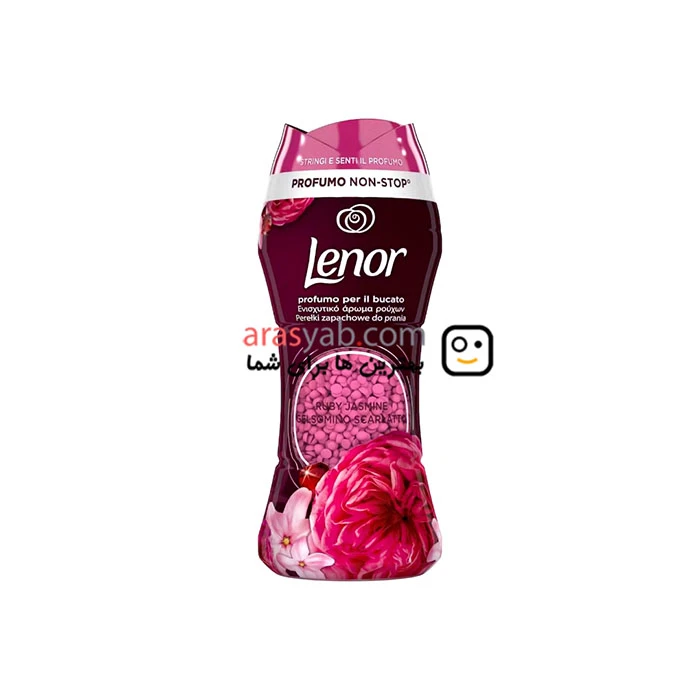 قرص خوشبو کننده لباس لنور lenor با رایحه یاس قرمز حجم 195 گرم