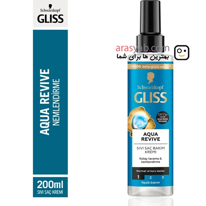 اسپری دو فاز آبرسان گلیس مدل Aqua Revive برای موی خشک و نرمال حجم 200 میل