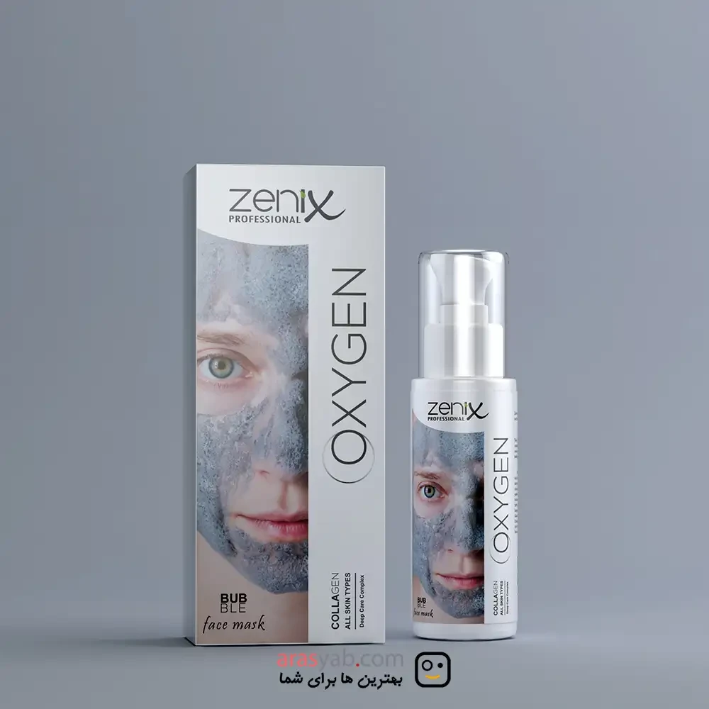 ماسک صورت حبابی اکسیژنه زنیکس zenix حاوی کلاژن collagen حجم 70 میل