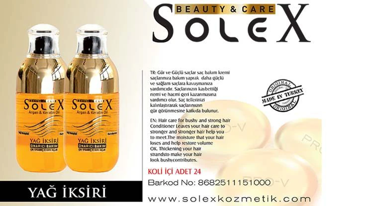 اکسیر مراقبت موی solex حاوی روغن آرگان و کراتین حجم 100 میلی