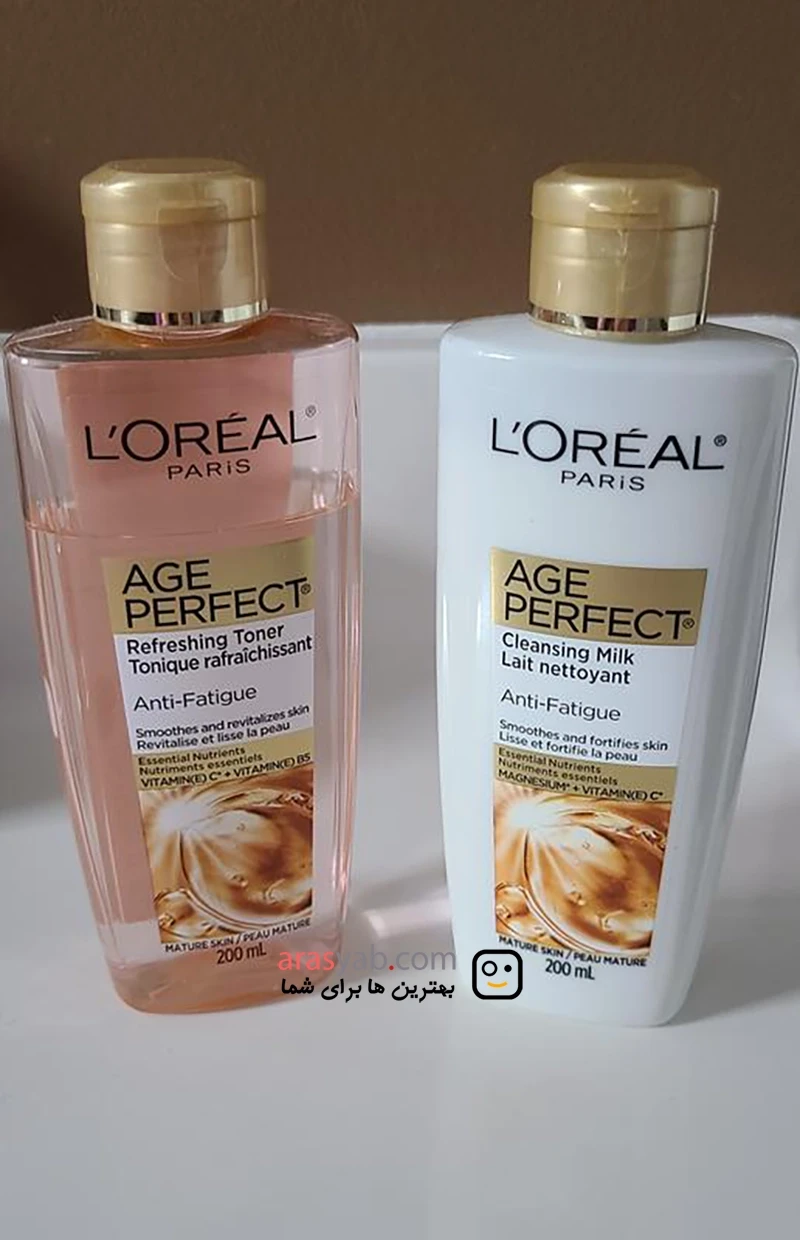 تونر طراوت بخش لورال Loreal حاوی ویتامین C سری ایج پرفکت Age Perfect حجم 200 میل