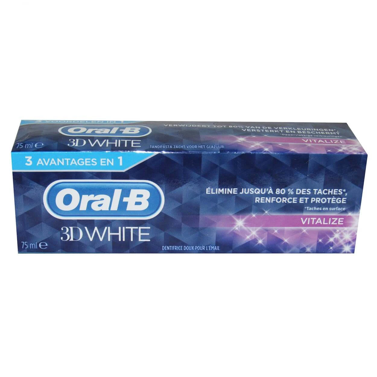 خمیردندان سفیدکننده تری دی وایت 3DWhite اورال بی مدل Vitalize حجم 75 میلی