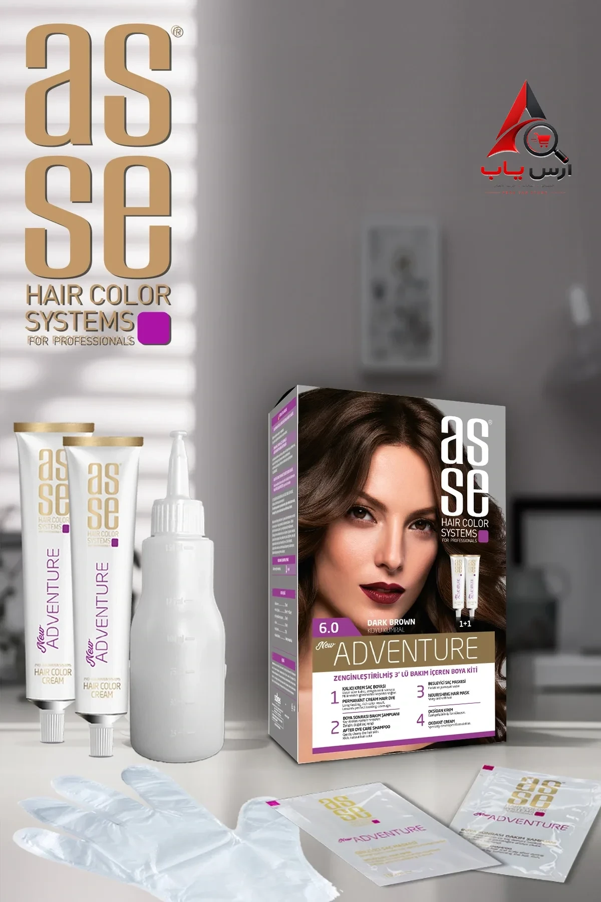 رنگ مو شماره 6.0 آسه ASSE سری Adventure رنگ قهوه ای تیره Dark Brown