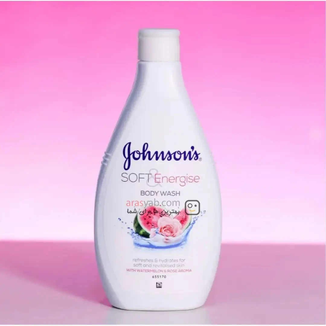 شامپو بدن جانسون Johnsons هندوانه و گل رز مدل Soft &amp; Energise حجم 400 میلی