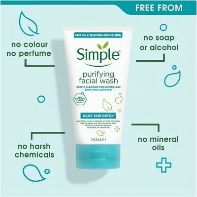 فیس واش پوست چرب سیمپل simple مدل Daily Skin Detox حجم 150 میلی