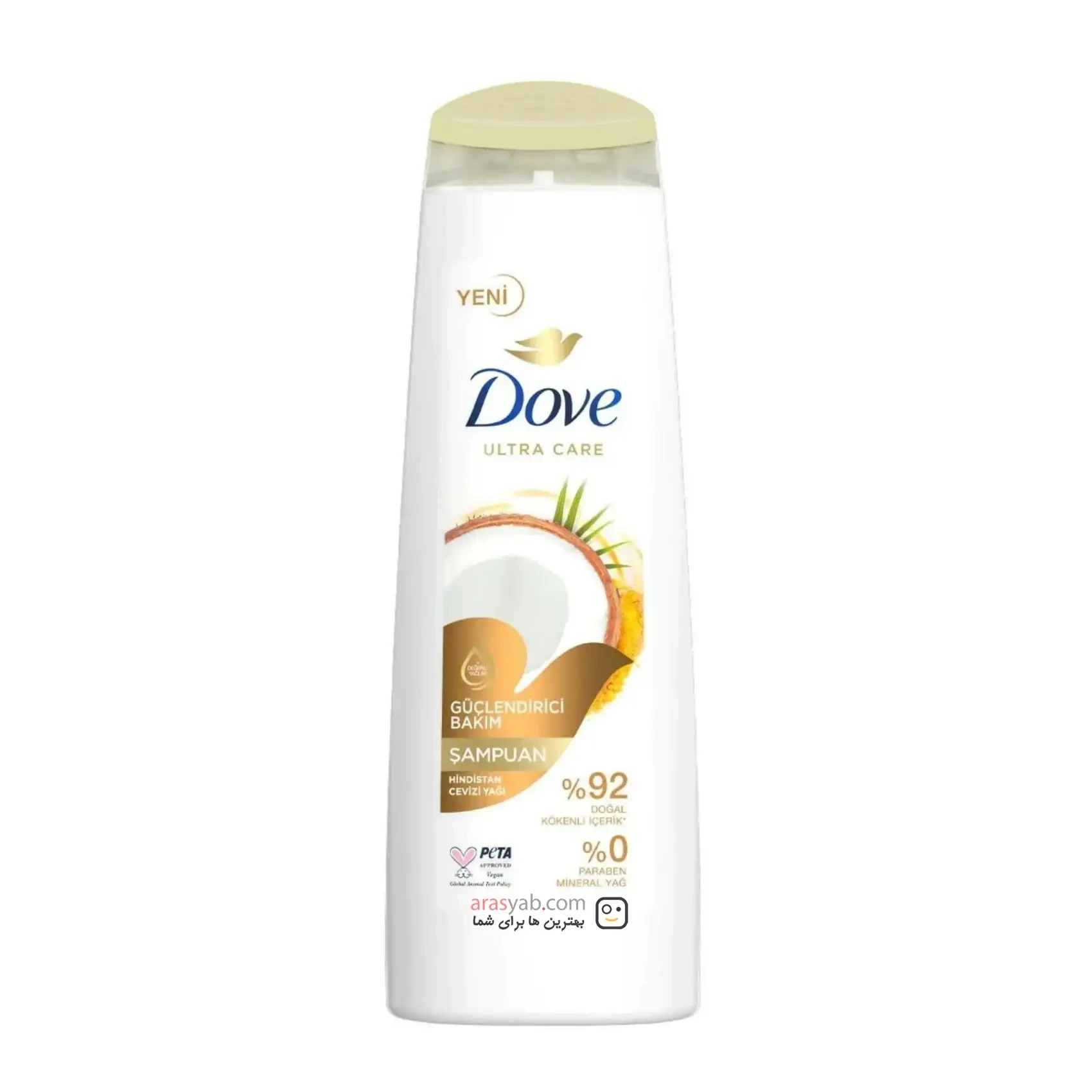 شامپو روغن نارگیل و زردچوبه داو dove تقویت کننده و استحکام بخش ساختار مو حجم 400 میلی