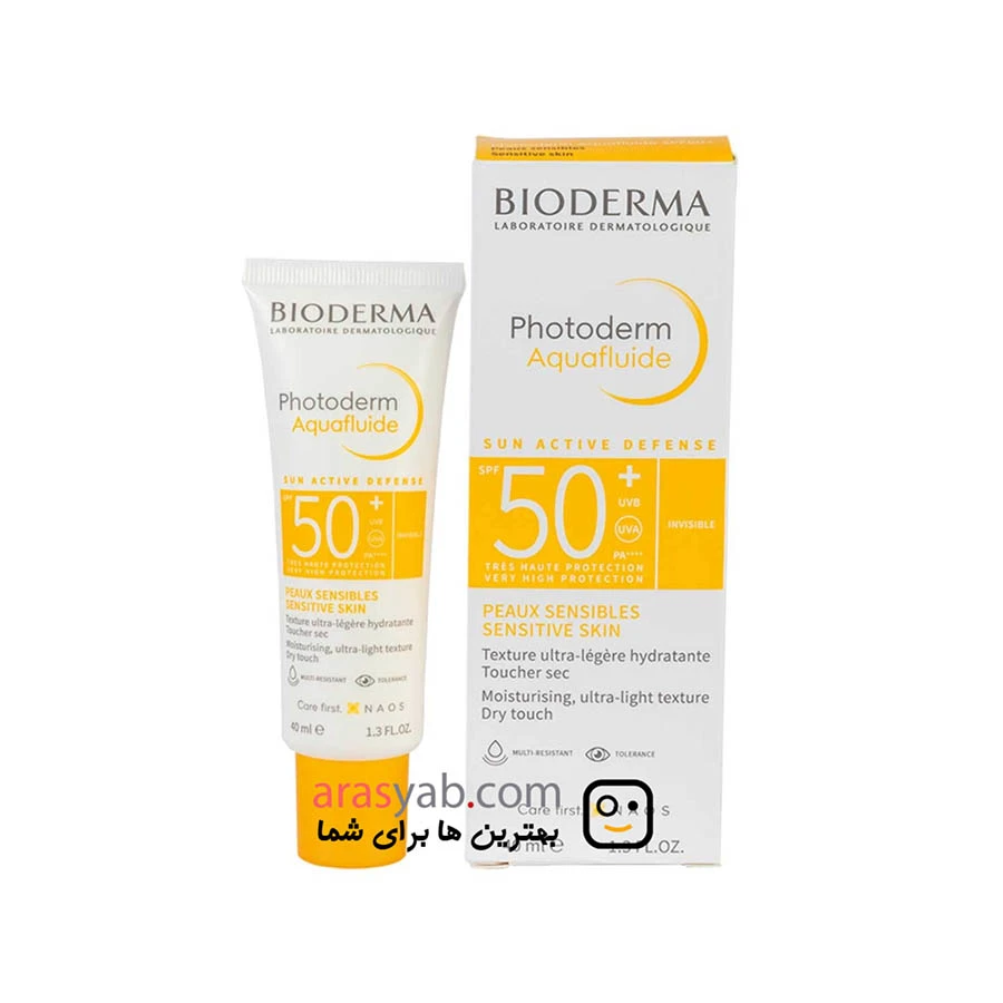کرم ضد آفتاب بیودرما bioderma اصل مدل photoderm aquafluide حاوی spf 50 حجم 40 میل