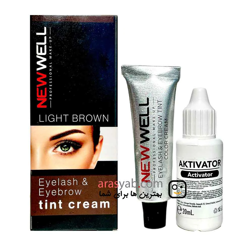 کرم رنگ مژه و ابرو نیوول NEWWELL به رنگ قهوه ای روشن حجم 30 میل