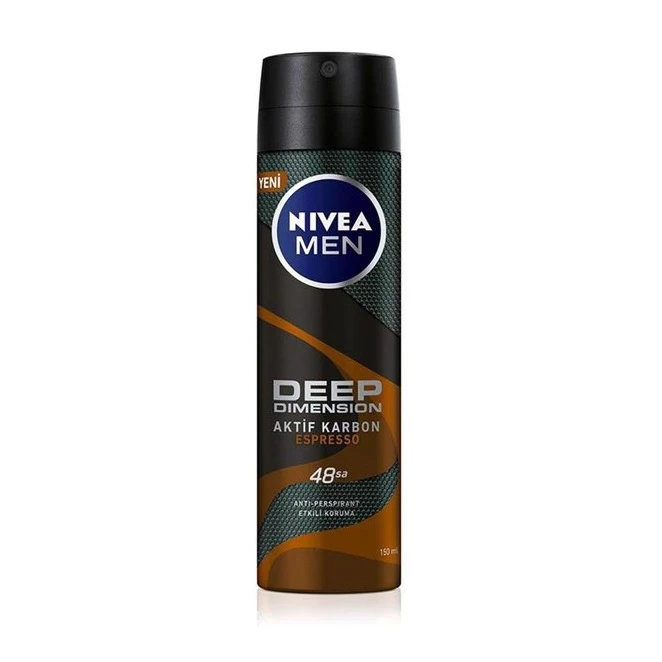 اسپری ضدتعریق مردانه Nivea men بلک کربن BLACK CARBON مدل Deep Espresso حجم 150 میلی