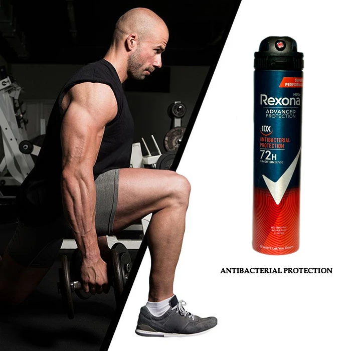 اسپری ضدتعریق مردانه رکسونا مدل Antibacterial protection با محافظت 72 ساعته حجم 200 میل