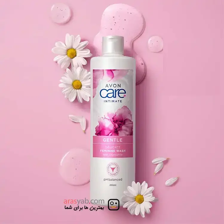ژل بهداشتی بانوان آون Avon مدل ملایم Gentle با عصاره گل بابونه حجم 250 میل