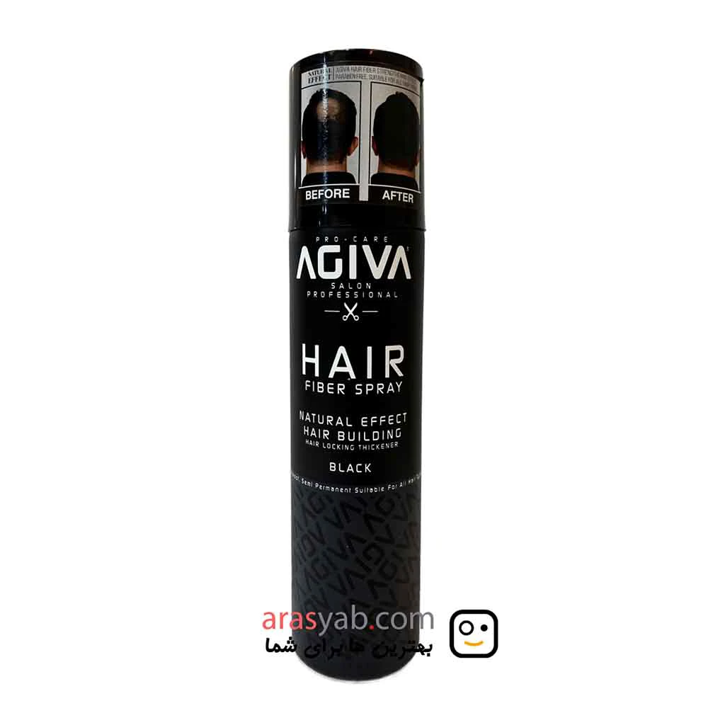 اسپری حجم دهنده مو آگیوا Agiva رنگ مشکی پر پشت کننده مو های نازک حجم 150 میل