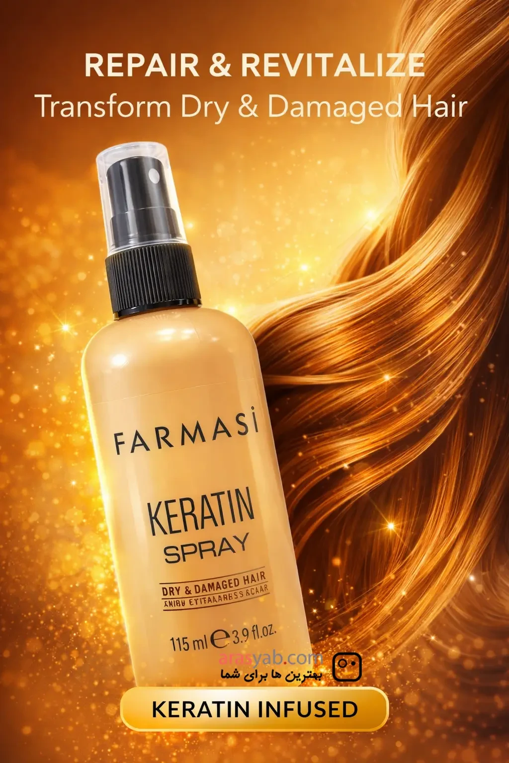 اسپری کراتین تراپی فارماسی Farmasi برای ترمیم موی خشک و آسیب دیده حجم 115 میل
