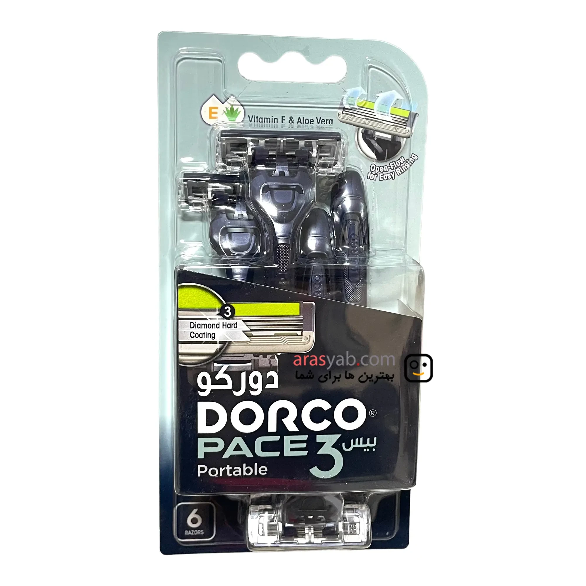 خودتراش سه تیغ دورکو DORCO پرتابل مدل Pace 3 fit بسته 6 عددی