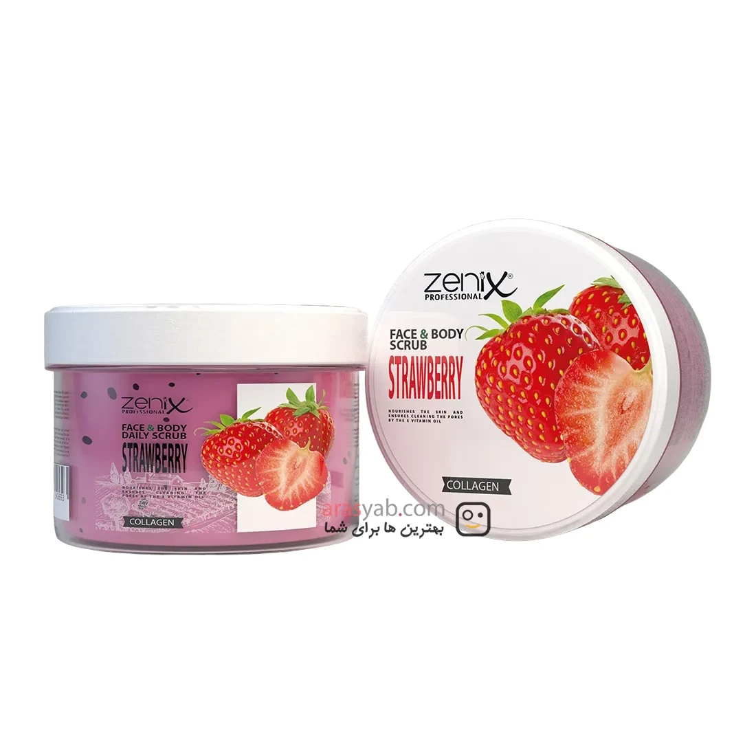 اسکراب توت فرنگی زنیکس Zenix مناسب صورت و بدن حجم 275 میل