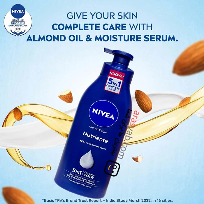 لوسیون بدن بادام نیوآ Nivea 5in1 برای پوست خشک و خیلی خشک حجم 500 میل