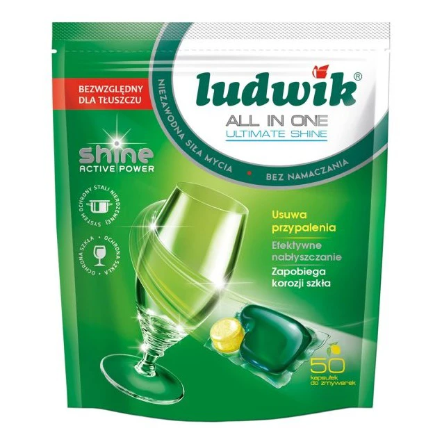 قرص ظرفشویی ژله ای همه کاره لودویک مدل Ultimate shine تعداد 50 عددی