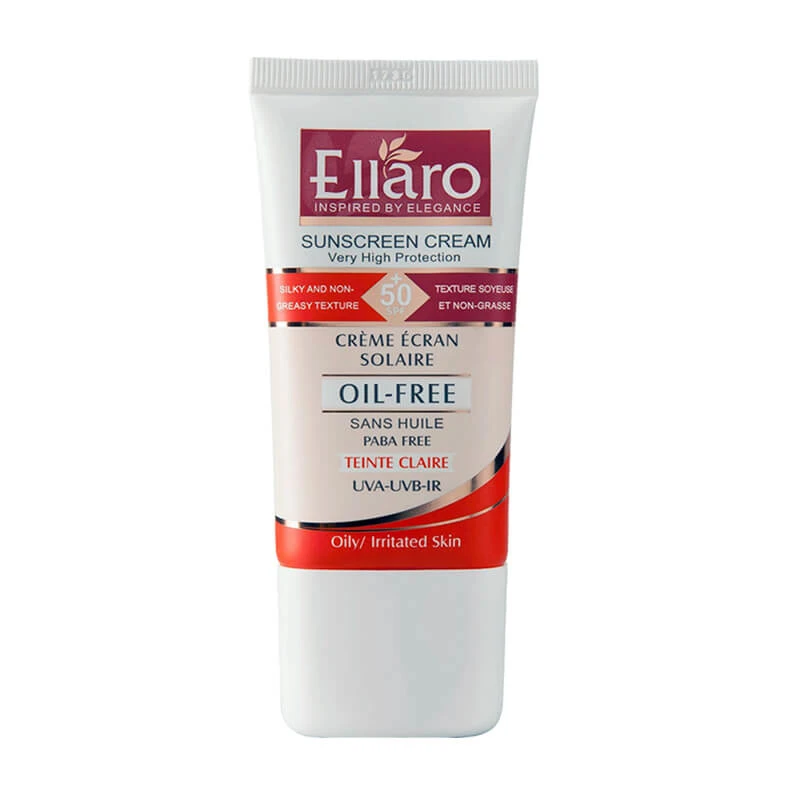 کرم ضدآفتاب بژ روشن اِلارو Ellaro فاقد چربی با SPF 50 مدل Teinte Claire حجم 40 میلی