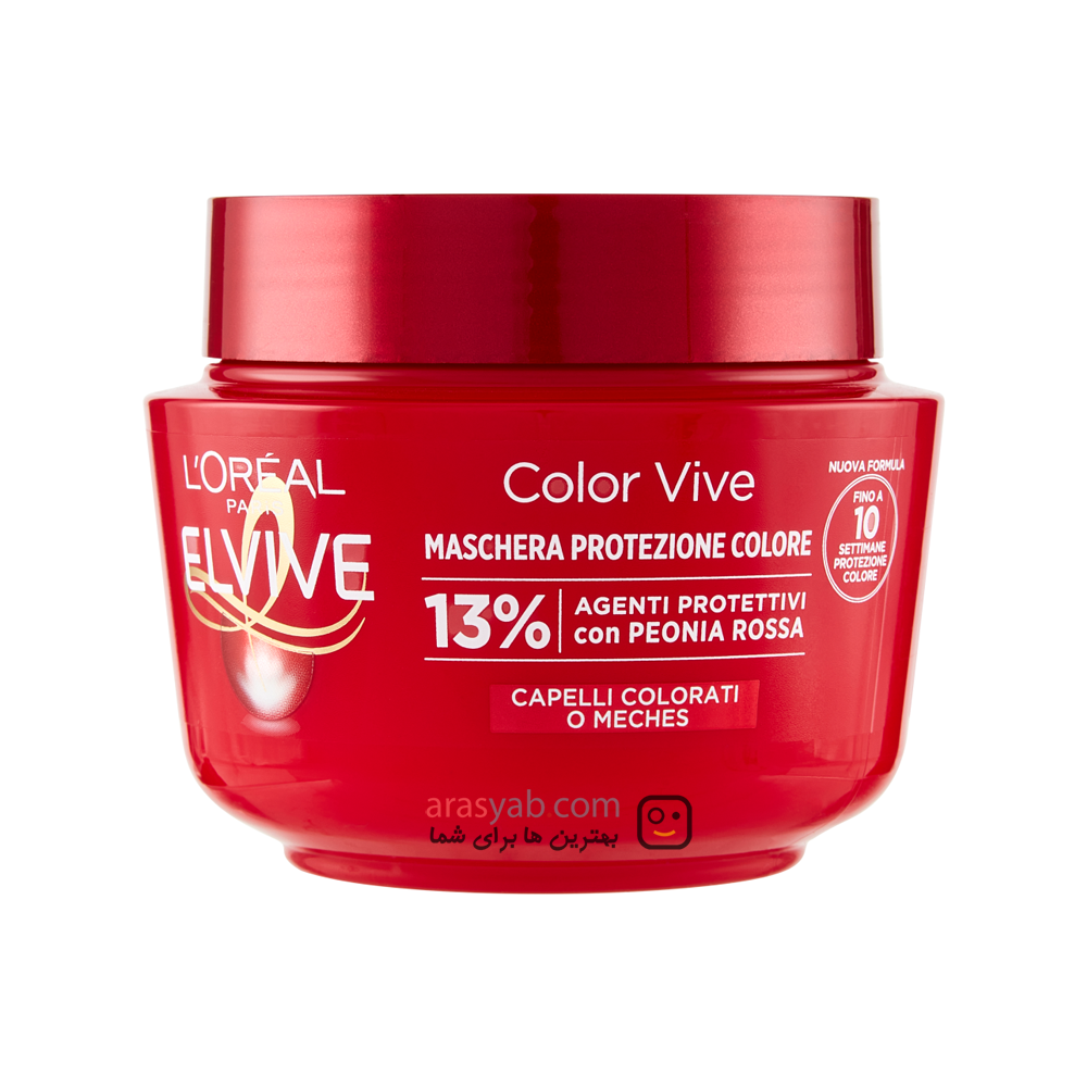 ماسک مو لورال قرمز مخصوص موهای رنگ شده L'Oreal Elvive حجم 300 میل