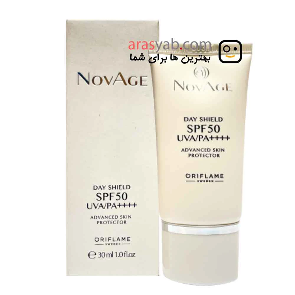کرم ضد آفتاب اوریفلیم NOVAGE مدل DAY SHIELD محافظ پیشرفته پوست حجم 30 میل