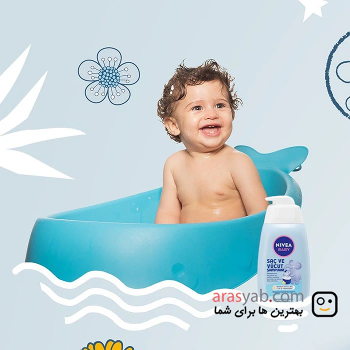 شامپو سر و بدن کودک نیوآ nivea ویتامینه و حاوی شیر بادام حجم 500 میل