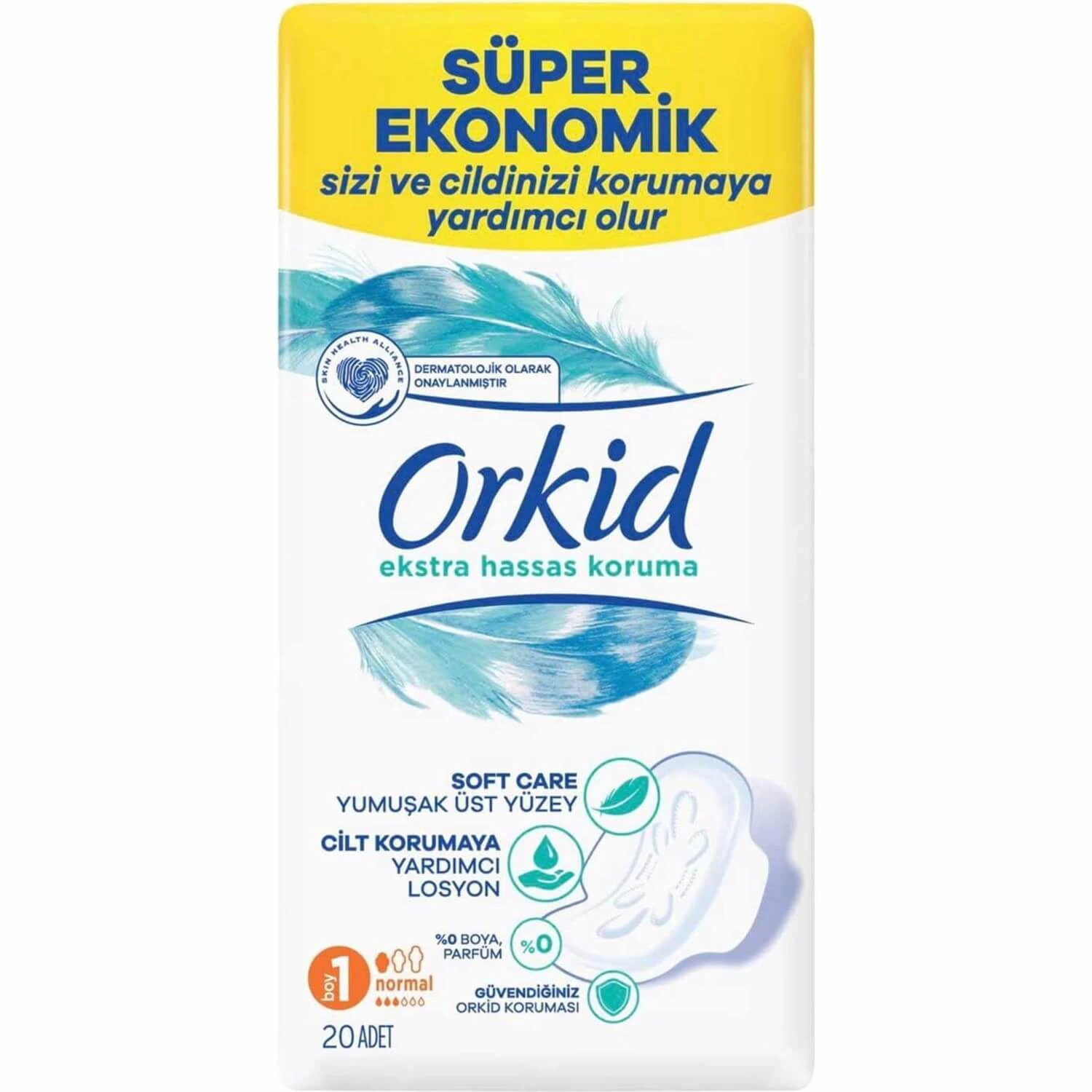 نوار بهداشتی نرمال ارکید Orkid ضد حساسیت سایز 1 بسته 20 عددی