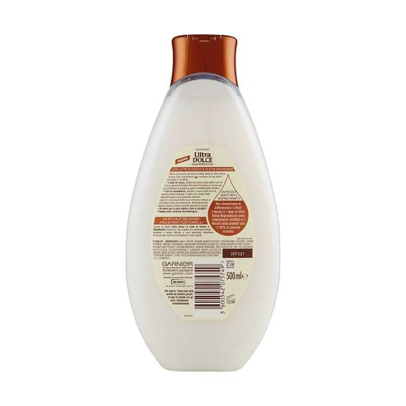 شامپو بدن روغن نارگیل و ماکادمیا Garnier مدل ULTRA DOLCE حجم 500 میلی
