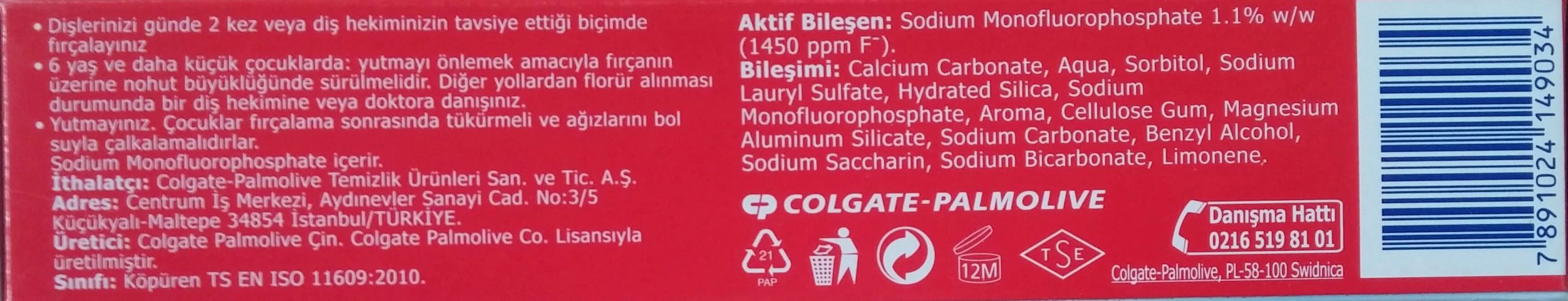 خمیر دندان کلگیت خانواده colgate مدل Çürüklere Karşı Koruma سایز بزرگ mega boy حجم 150 میلی