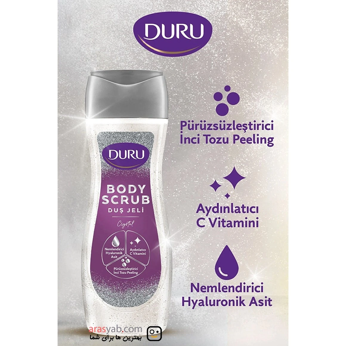 شامپو بدن دورو Duru اسکراب دار مدل کریستال Crystal حجم 450 میل