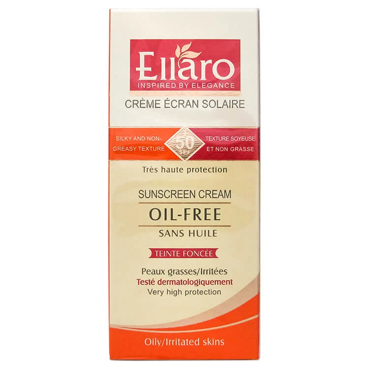 کرم ضدآفتاب بژ طبیعی اِلارو Ellaro با SPF 50 مناسب پوست های چرب حجم 40 میلی