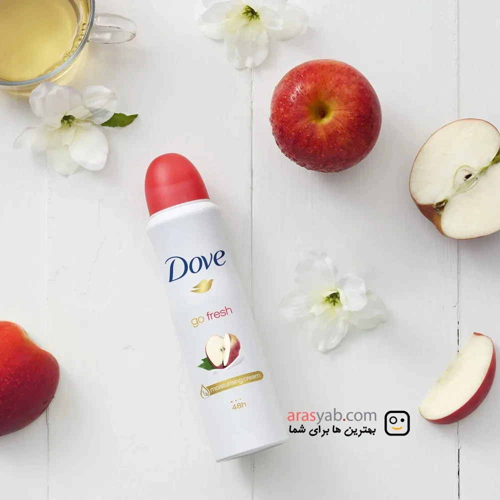 اسپری دئودرانت زنانه داو DOVE رایحه سیب و چای سفید حجم 250 میل