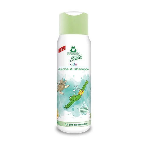 شامپوی سر و بدن گیاهی کودک فرش frosch مدل Sensitive برای پوست حساس حجم 300 میلی