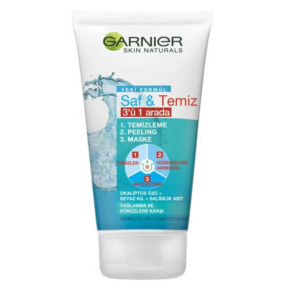 ماسک صورت گارنیر 3 در 1 مدل Saf &amp; Temiz حجم 150 میلی