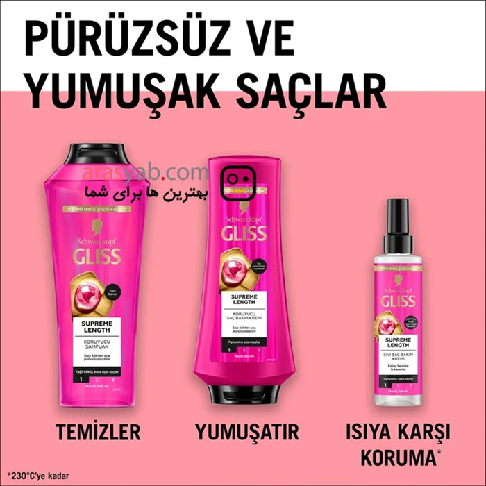 اسپری دوفاز گلیس Supreme Length برای مو های بلند آسیب دیده حجم 200 میل