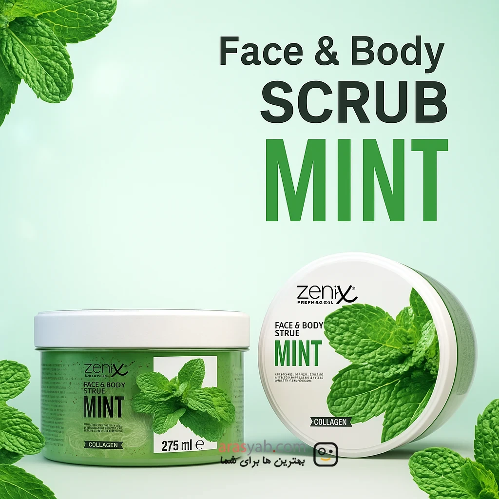 اسکراب نعنایی Mint زنیکس Zenix مناسب صورت و بدن حجم 275 میل