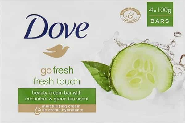 صابون داو 4 عددی با عصاره خیار و چای سبز مدل refreshing بسته 4*100 گرم