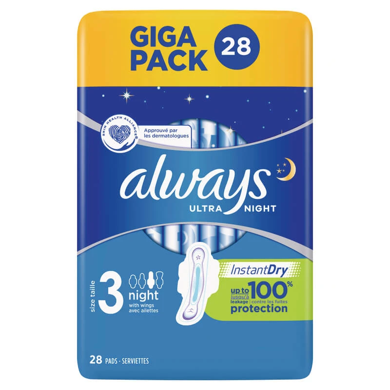 نوار بهداشتی بالدار ALWAYS مدل Ultra Night سایز 3 بسته 28 عددی