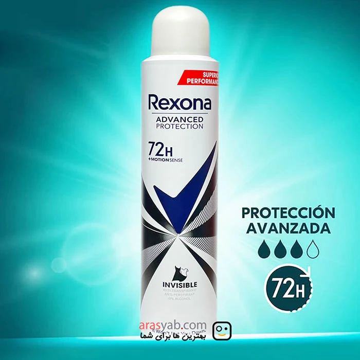 اسپری ضد تعریق زنانه رکسونا rexona مدل invisible با ماندگاری 72 ساعته حجم 200 میل