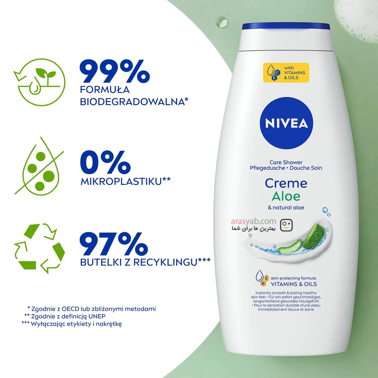 شامپو بدن کرمی نیوآ با عصاره آلوئه ورا CREME Aloe اصل آلمان حجم 750 میلی