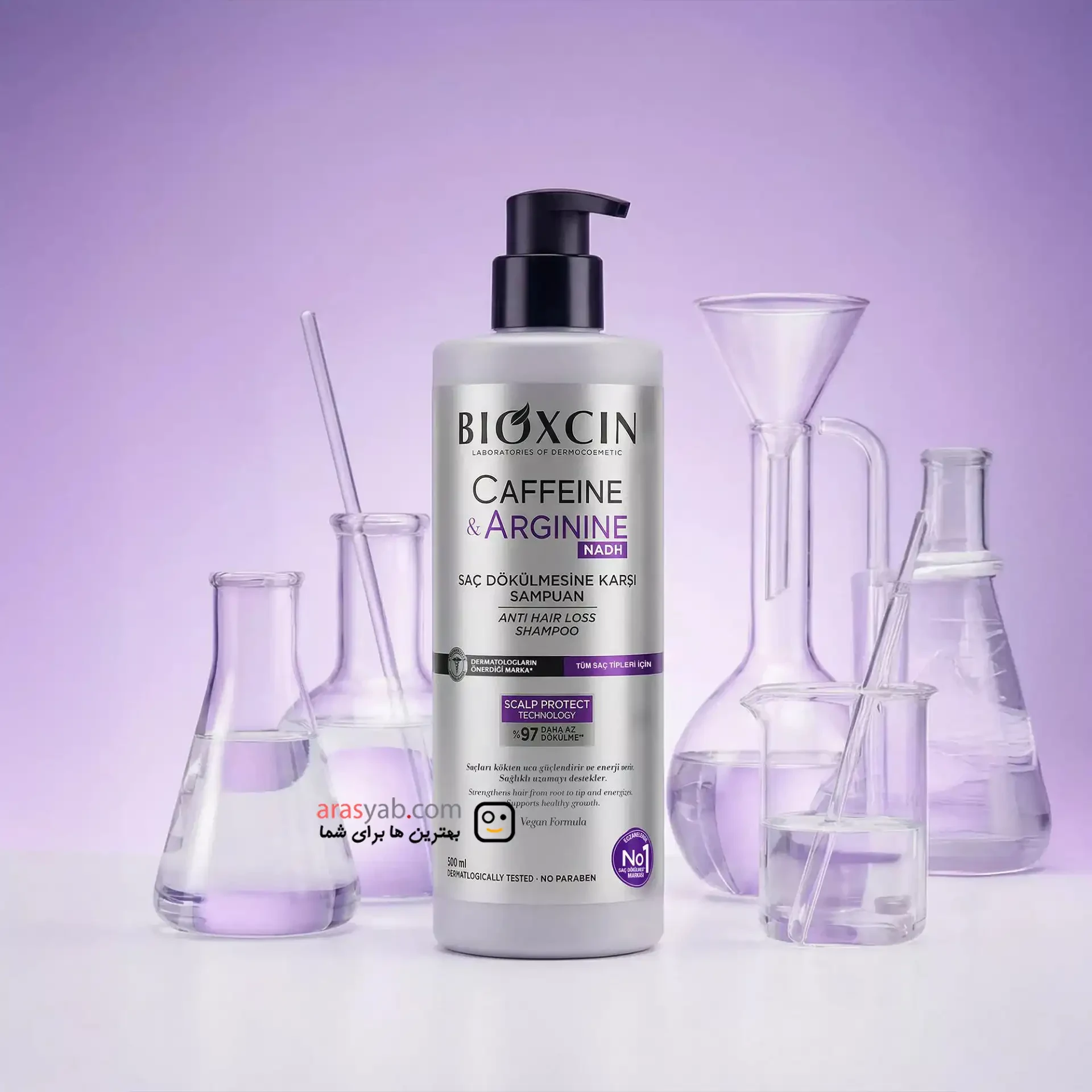 شامپو ضد ریزش بیوکسین Bioxcin حاوی کافئین و آرژینین حجم 500 میل