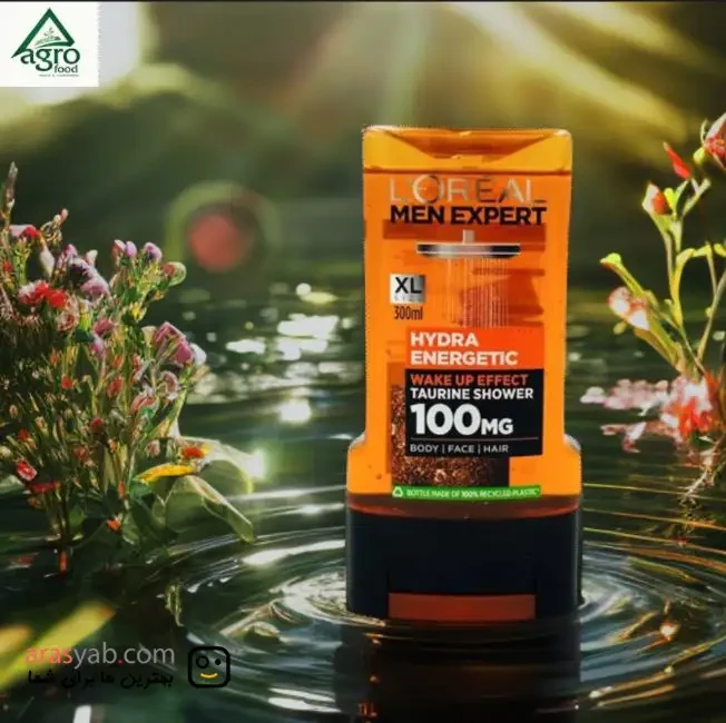 شامپو سر و بدن مردانه لورال LOREAL نارنجی اصل فرانسه سری HYDRA ENERGETIC حجم 300 میلی