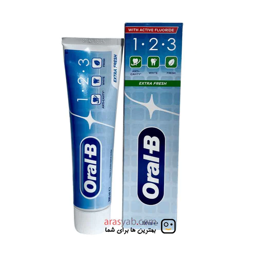 خمیردندان 1.2.3 اورال بی Oral B با رایحه نعناع و فلوراید فعال حجم 100 میلی