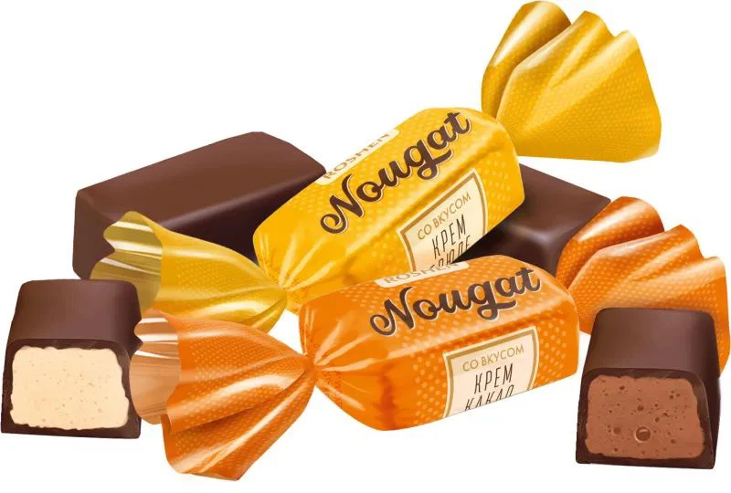 شکلات نوگات روشن nougat با مغزی Brulle و Cocoa بسته 1 کیلویی